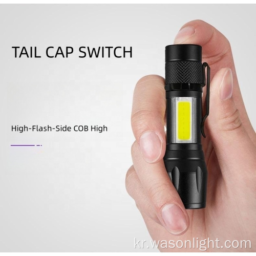 새로운 뜨거운 판매 2 in 1 휴대용 미니 제공 프로모션 선물 저렴한 알루미늄 edc Zoom 줌 클립 손전등 충전식 토치 LED